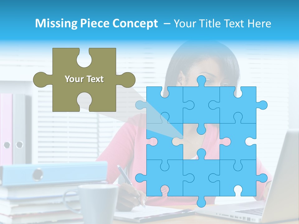 A Woman Sitting At A Desk With A Laptop PowerPoint Template