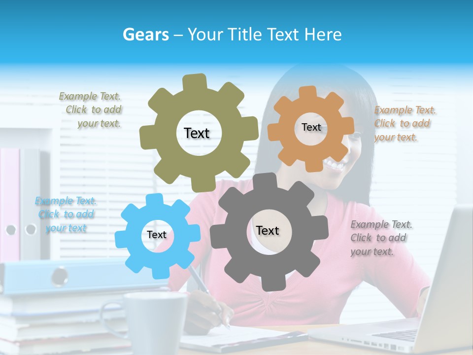 A Woman Sitting At A Desk With A Laptop PowerPoint Template