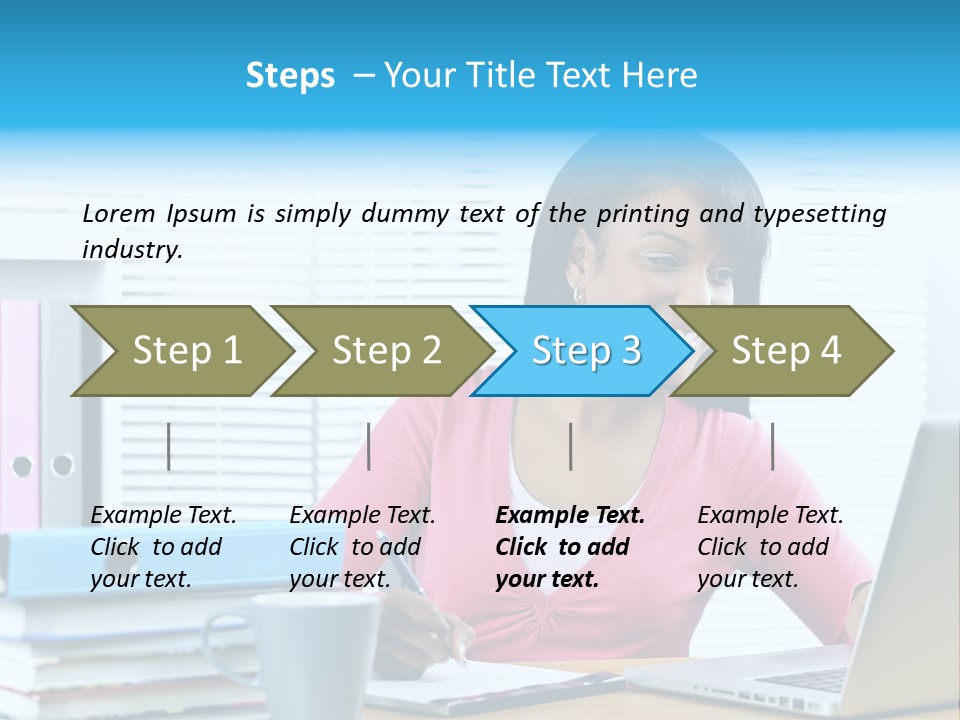 A Woman Sitting At A Desk With A Laptop PowerPoint Template