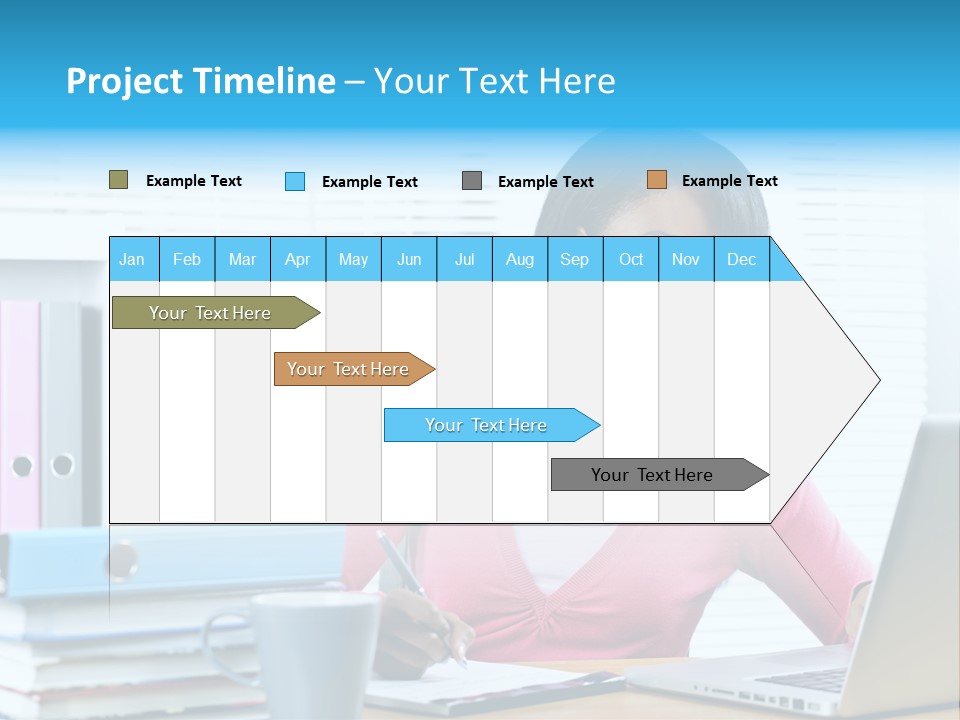 A Woman Sitting At A Desk With A Laptop PowerPoint Template