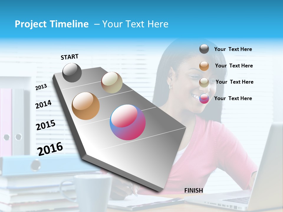 A Woman Sitting At A Desk With A Laptop PowerPoint Template