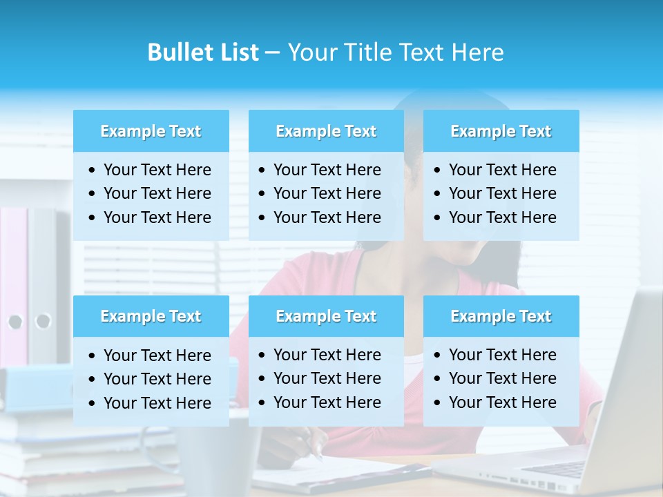A Woman Sitting At A Desk With A Laptop PowerPoint Template
