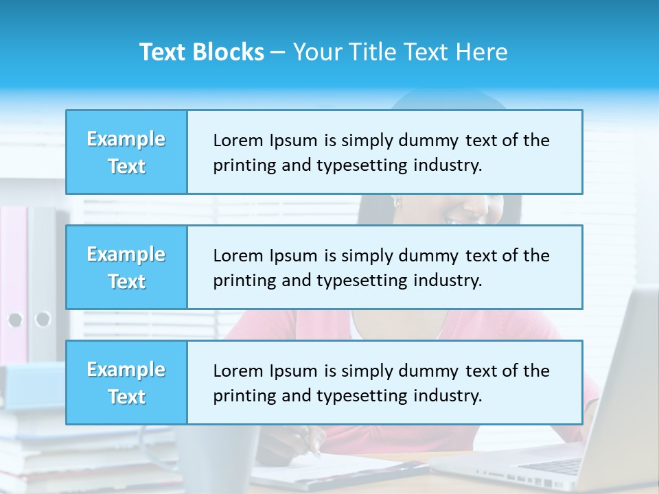 A Woman Sitting At A Desk With A Laptop PowerPoint Template