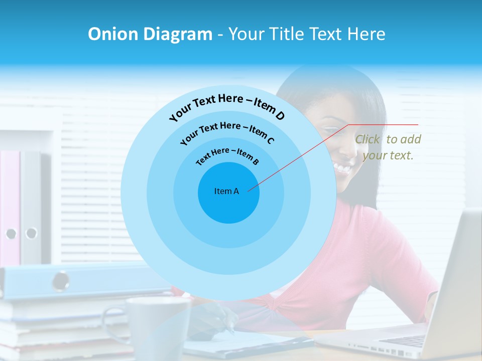 A Woman Sitting At A Desk With A Laptop PowerPoint Template