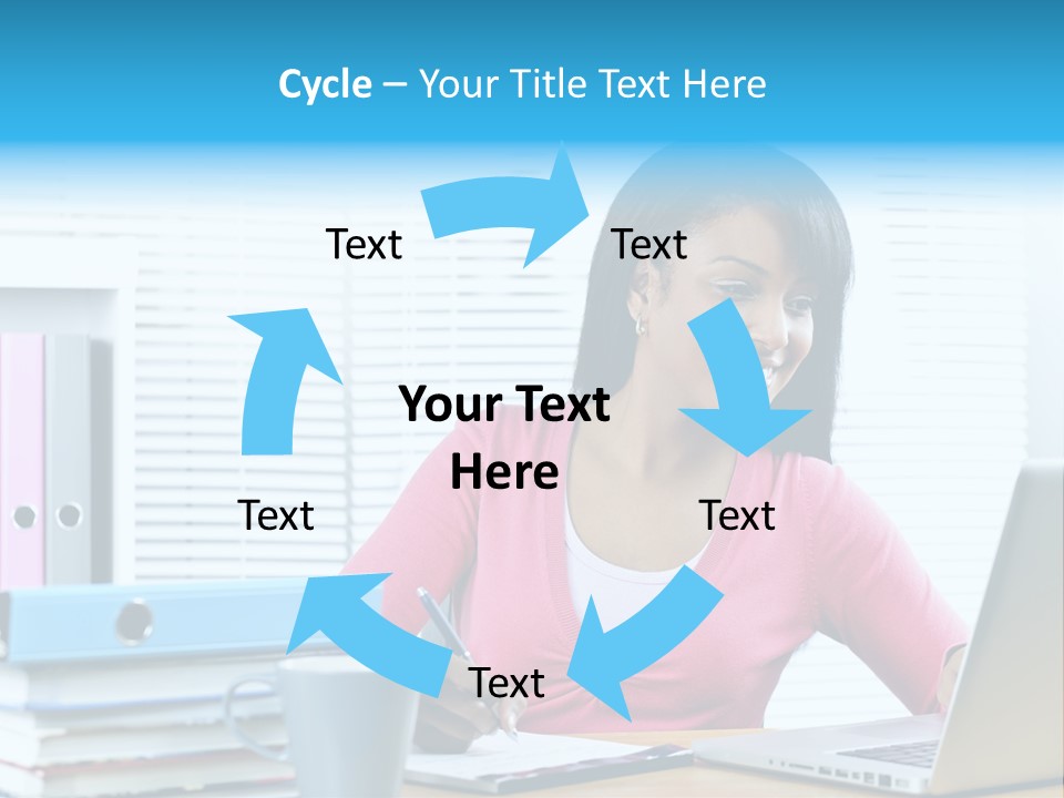 A Woman Sitting At A Desk With A Laptop PowerPoint Template