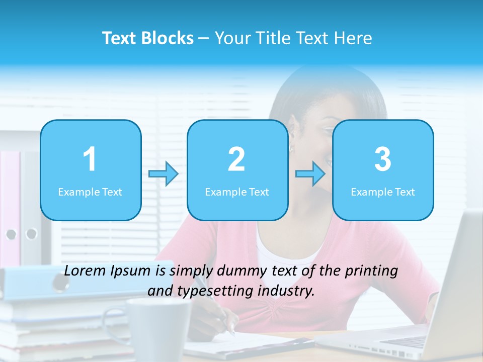 A Woman Sitting At A Desk With A Laptop PowerPoint Template
