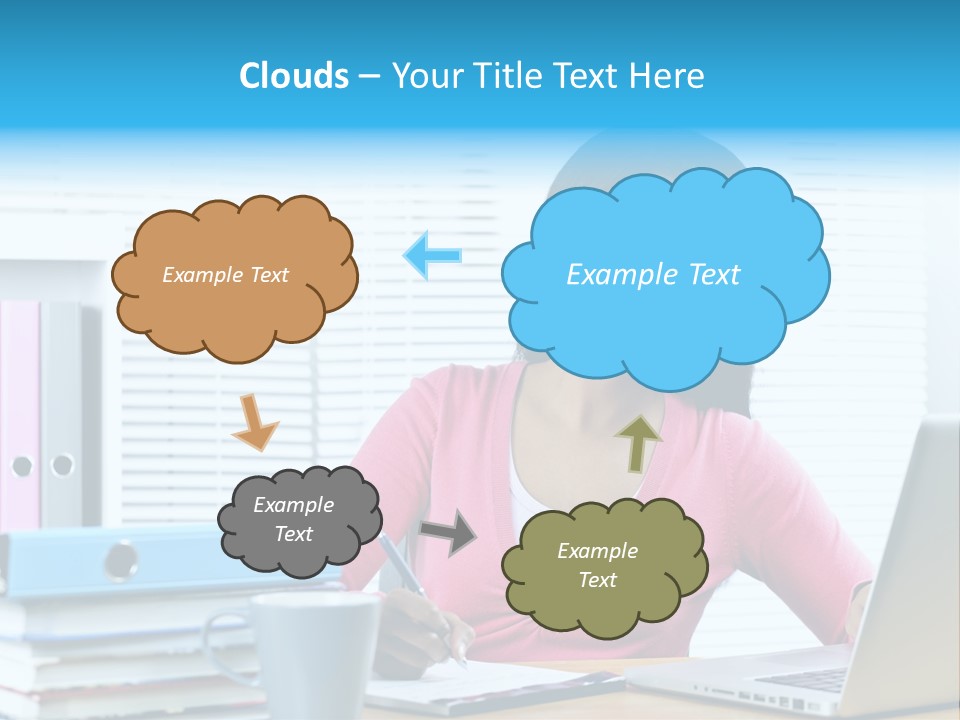 A Woman Sitting At A Desk With A Laptop PowerPoint Template
