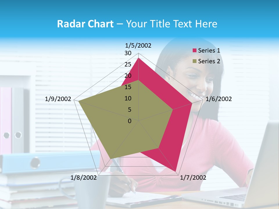 A Woman Sitting At A Desk With A Laptop PowerPoint Template