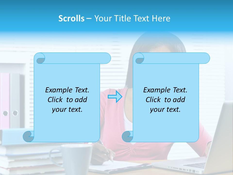 A Woman Sitting At A Desk With A Laptop PowerPoint Template