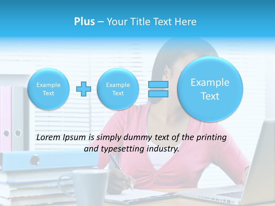 A Woman Sitting At A Desk With A Laptop PowerPoint Template