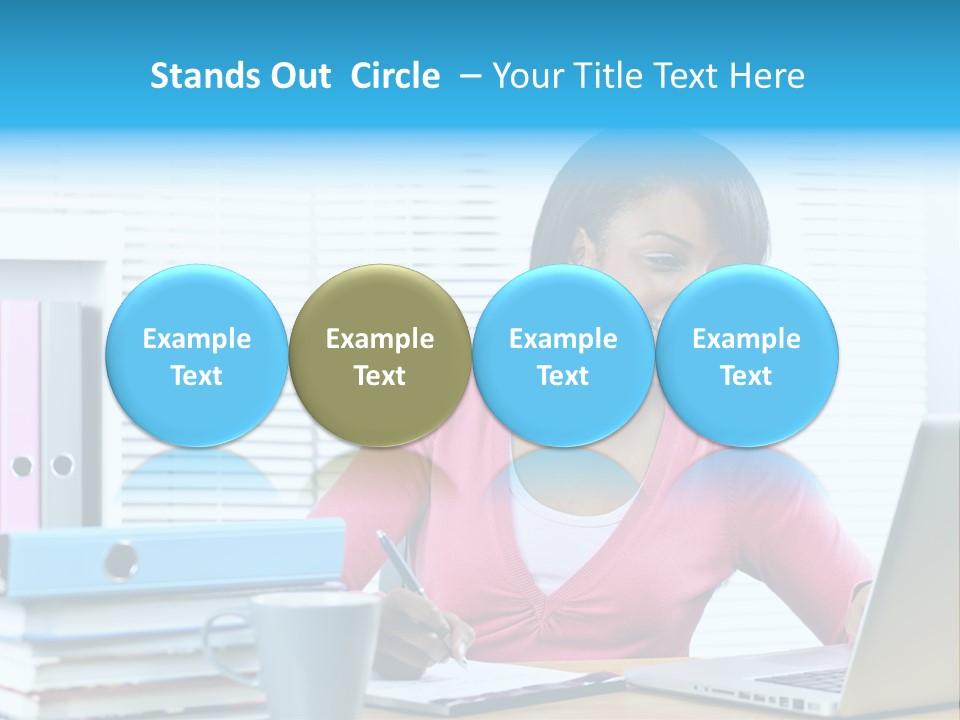 A Woman Sitting At A Desk With A Laptop PowerPoint Template