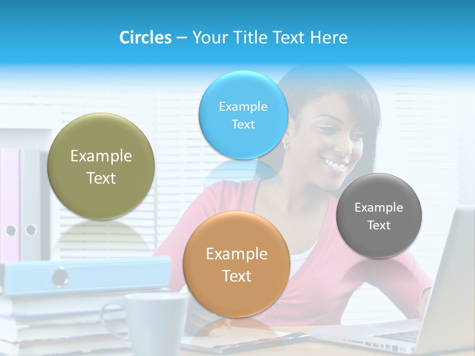 A Woman Sitting At A Desk With A Laptop PowerPoint Template