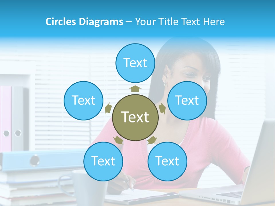 A Woman Sitting At A Desk With A Laptop PowerPoint Template