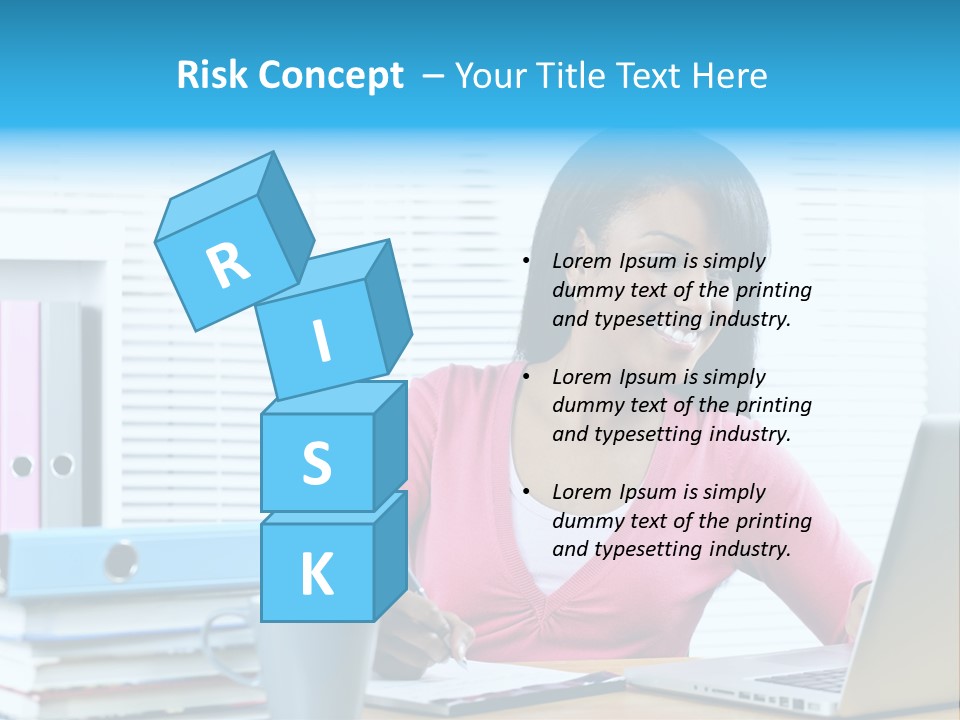 A Woman Sitting At A Desk With A Laptop PowerPoint Template