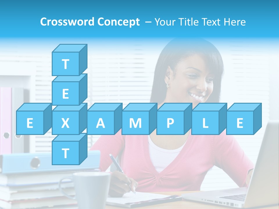 A Woman Sitting At A Desk With A Laptop PowerPoint Template