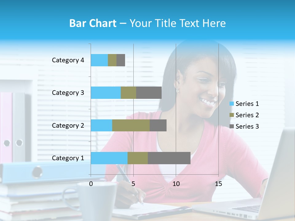 A Woman Sitting At A Desk With A Laptop PowerPoint Template