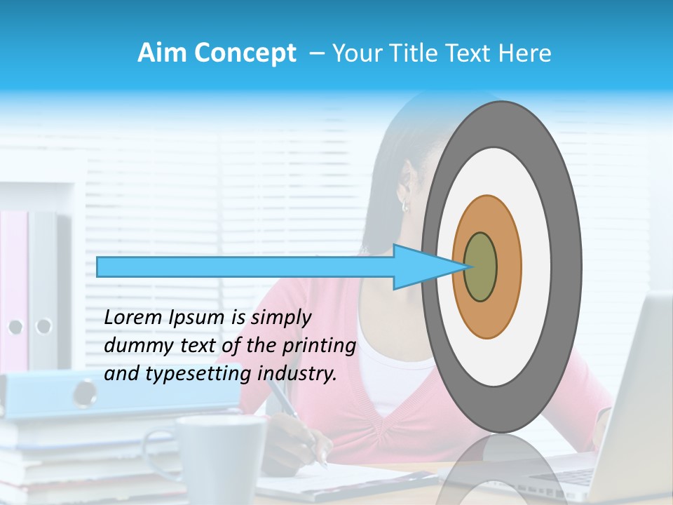 A Woman Sitting At A Desk With A Laptop PowerPoint Template