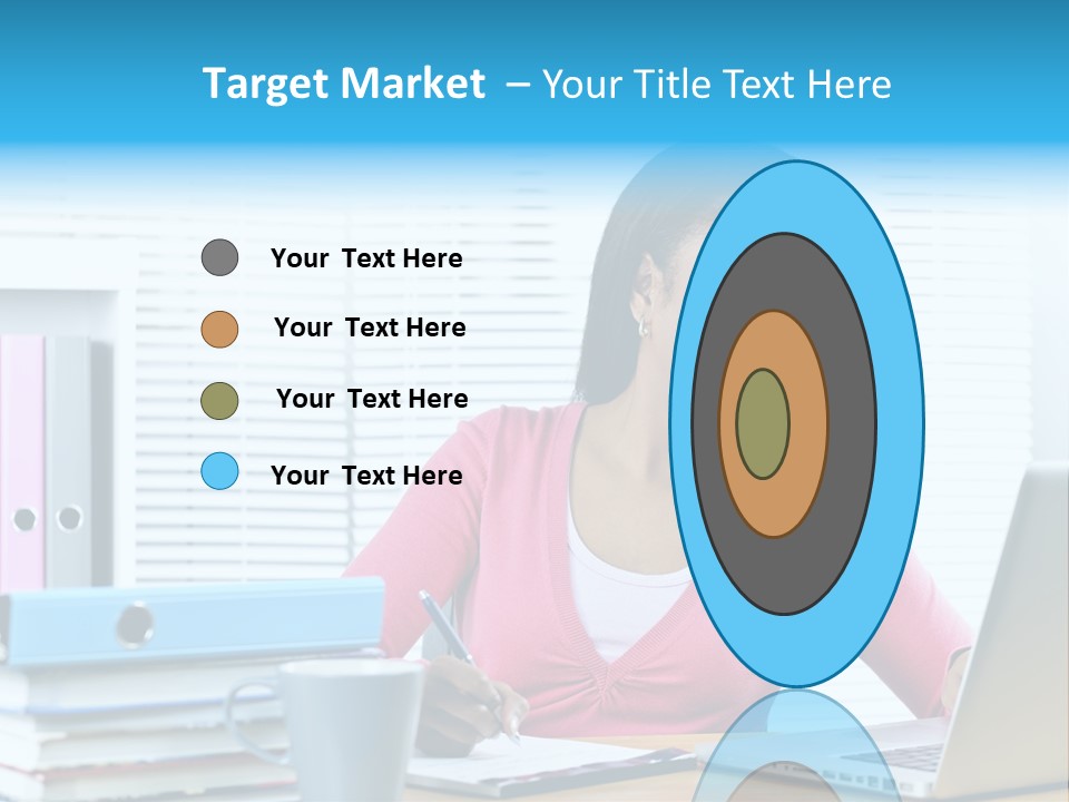 A Woman Sitting At A Desk With A Laptop PowerPoint Template