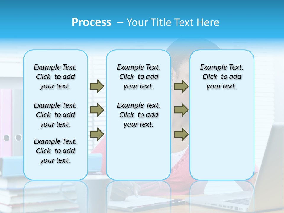 A Woman Sitting At A Desk With A Laptop PowerPoint Template