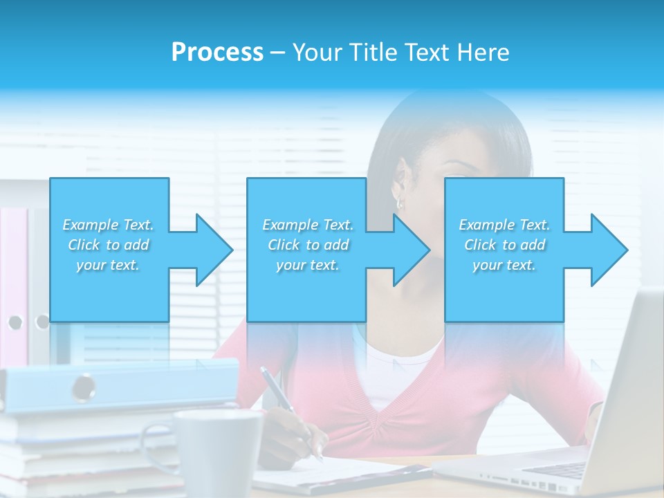 A Woman Sitting At A Desk With A Laptop PowerPoint Template