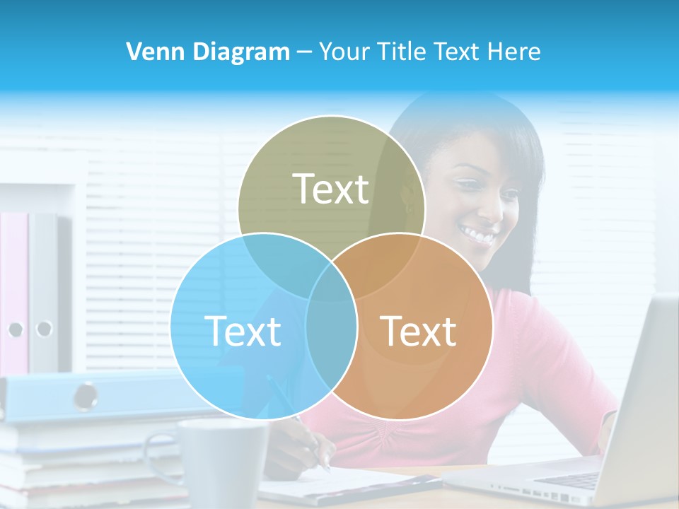 A Woman Sitting At A Desk With A Laptop PowerPoint Template