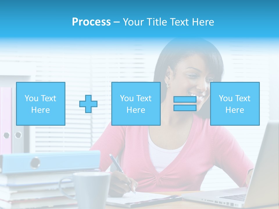 A Woman Sitting At A Desk With A Laptop PowerPoint Template