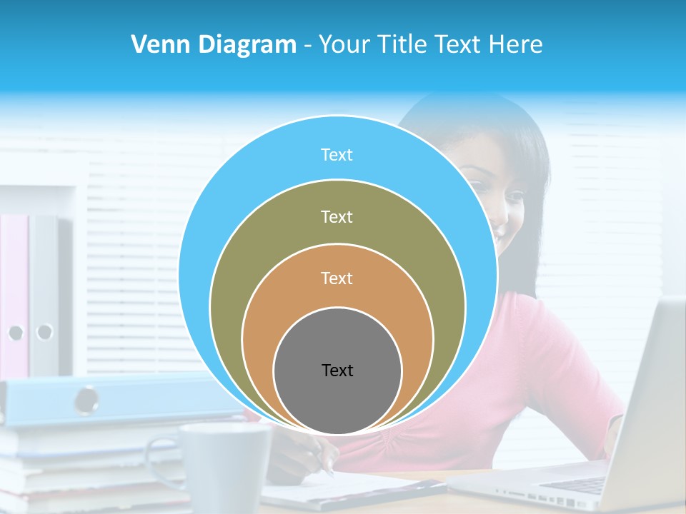 A Woman Sitting At A Desk With A Laptop PowerPoint Template