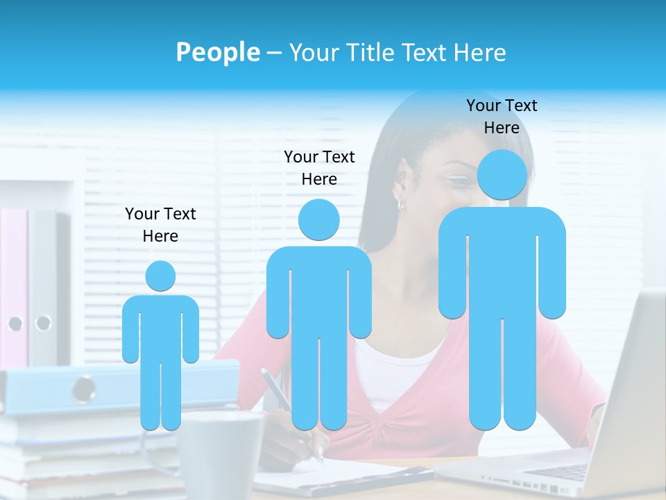 A Woman Sitting At A Desk With A Laptop PowerPoint Template