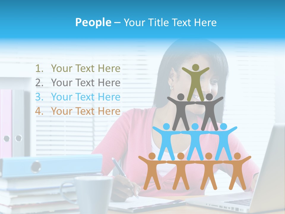 A Woman Sitting At A Desk With A Laptop PowerPoint Template