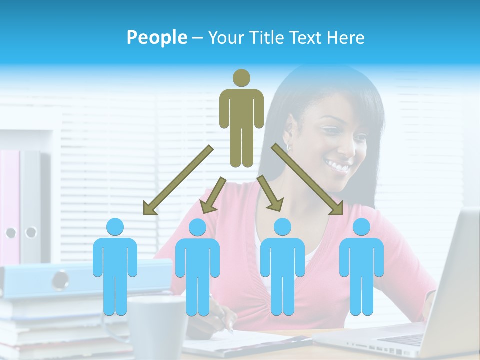 A Woman Sitting At A Desk With A Laptop PowerPoint Template