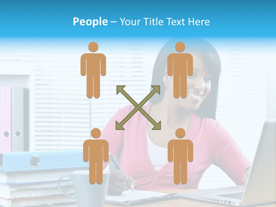 A Woman Sitting At A Desk With A Laptop PowerPoint Template