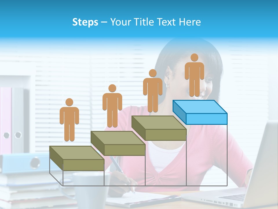 A Woman Sitting At A Desk With A Laptop PowerPoint Template