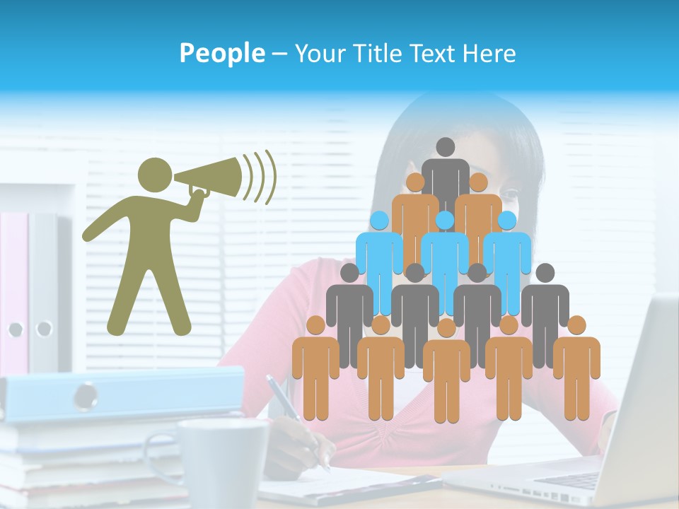 A Woman Sitting At A Desk With A Laptop PowerPoint Template