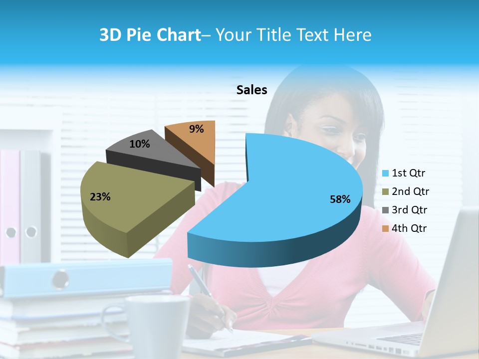 A Woman Sitting At A Desk With A Laptop PowerPoint Template