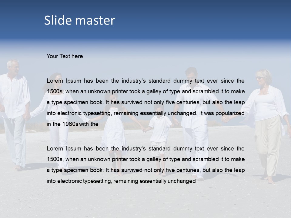 A Family Walking On The Beach Holding Hands PowerPoint Template