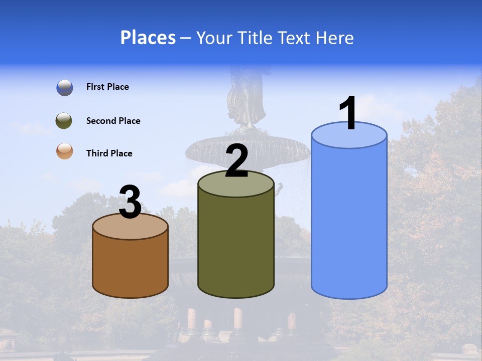 A Fountain With An Angel Statue On Top Of It PowerPoint Template