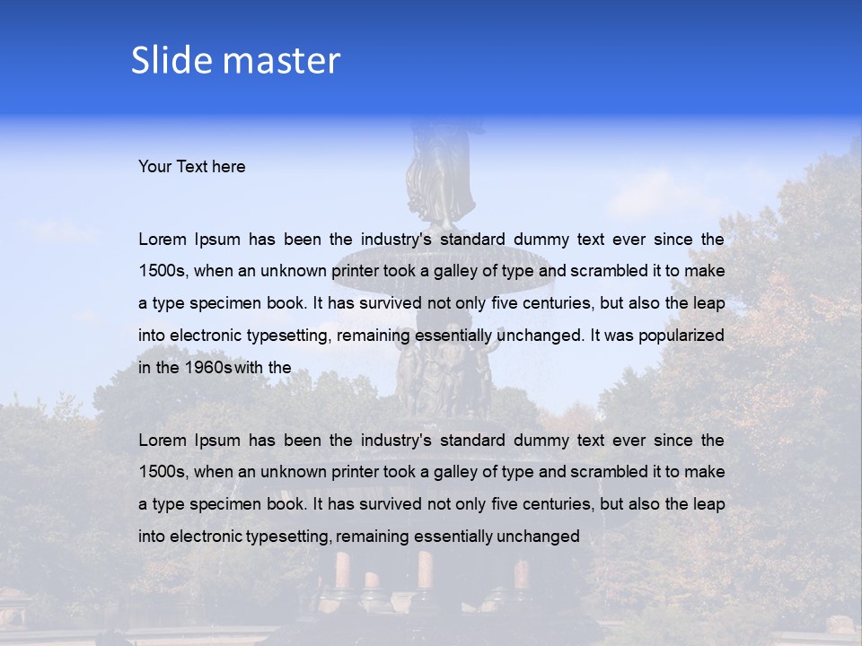 A Fountain With An Angel Statue On Top Of It PowerPoint Template