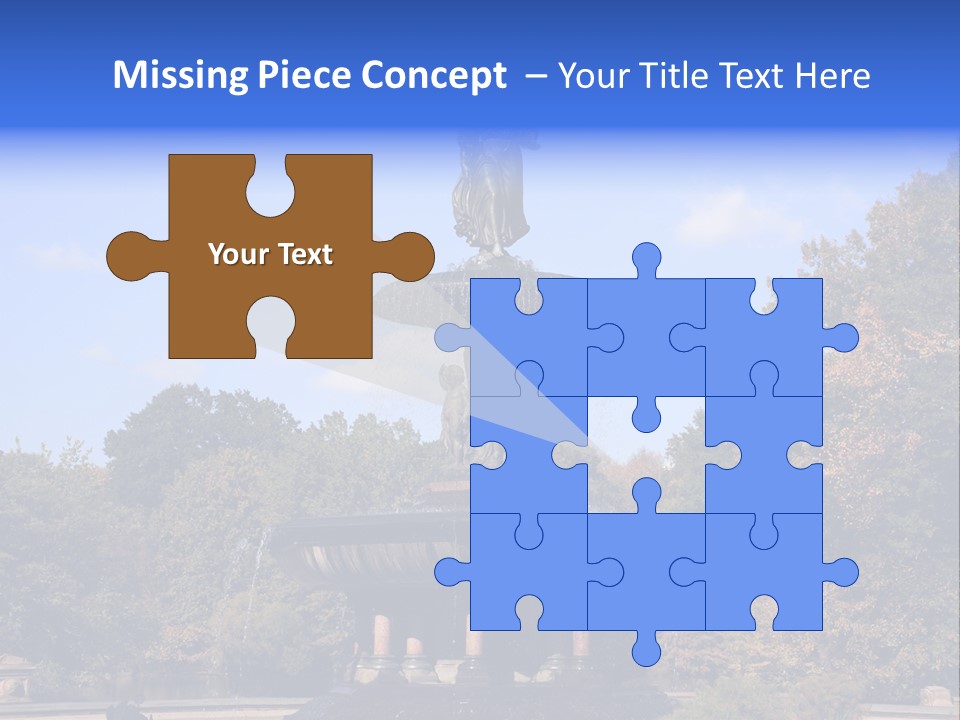 A Fountain With An Angel Statue On Top Of It PowerPoint Template