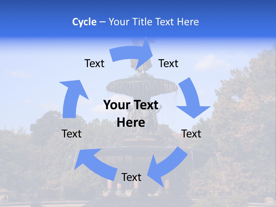 A Fountain With An Angel Statue On Top Of It PowerPoint Template