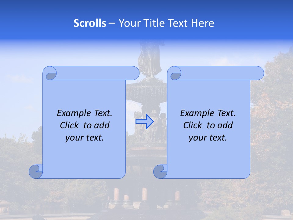 A Fountain With An Angel Statue On Top Of It PowerPoint Template