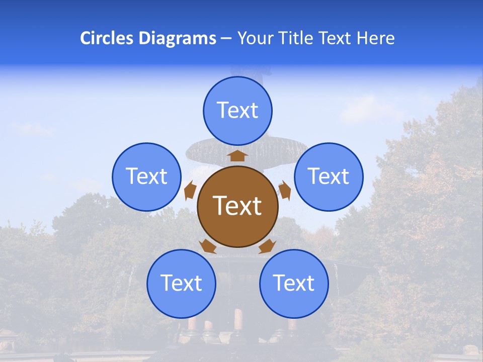 A Fountain With An Angel Statue On Top Of It PowerPoint Template