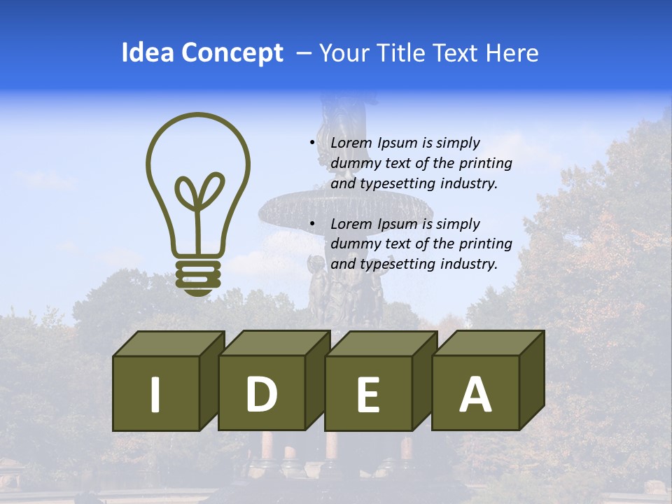 A Fountain With An Angel Statue On Top Of It PowerPoint Template