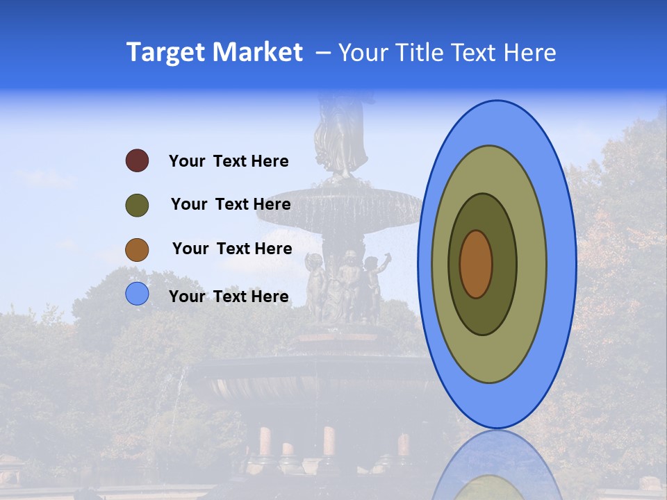 A Fountain With An Angel Statue On Top Of It PowerPoint Template
