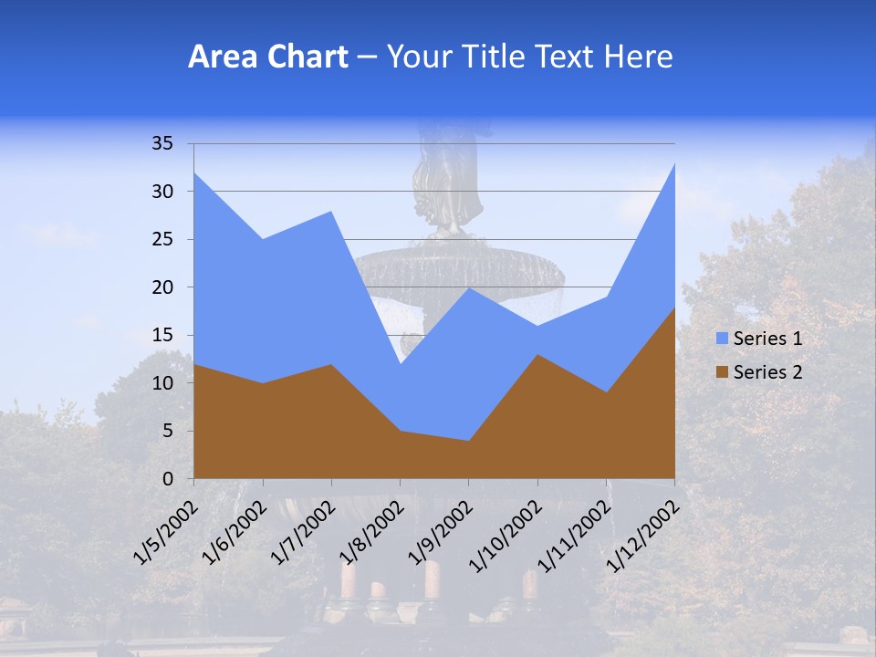 A Fountain With An Angel Statue On Top Of It PowerPoint Template