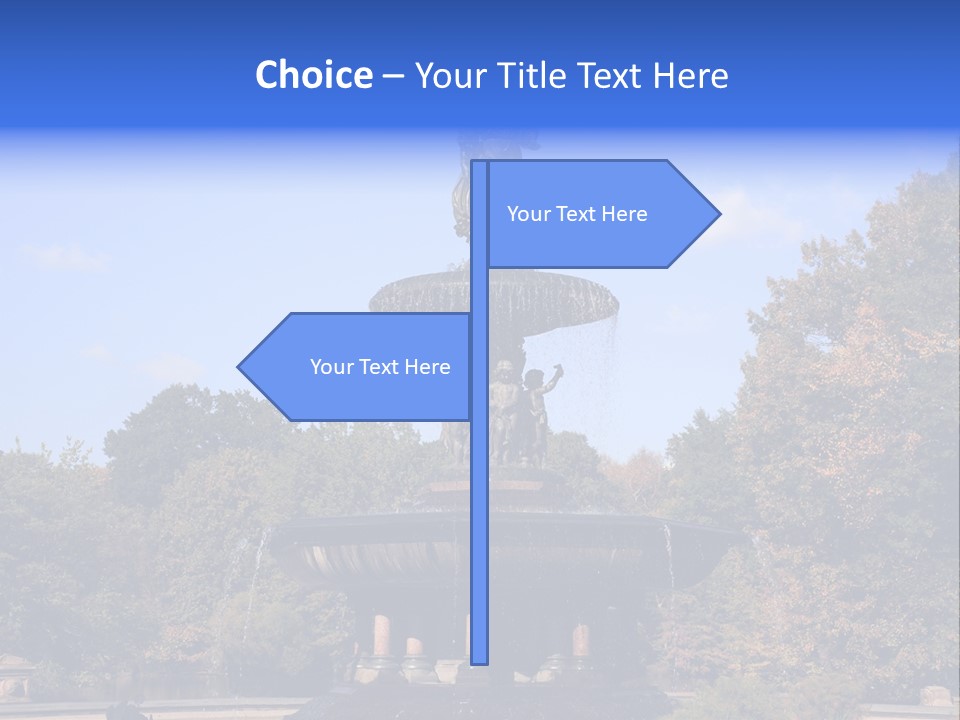 A Fountain With An Angel Statue On Top Of It PowerPoint Template