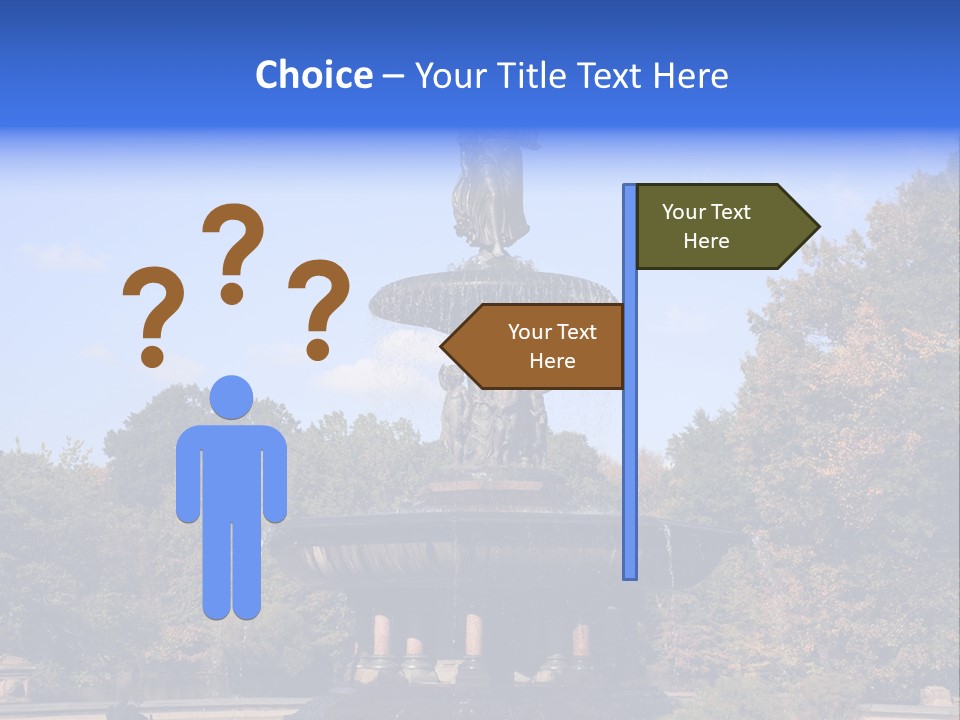 A Fountain With An Angel Statue On Top Of It PowerPoint Template