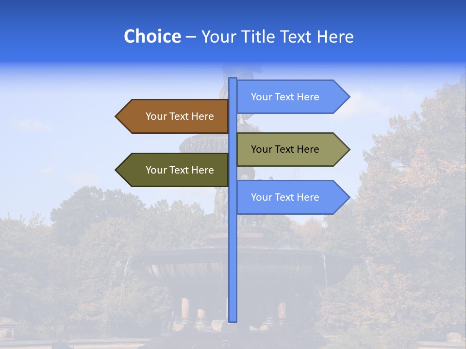 A Fountain With An Angel Statue On Top Of It PowerPoint Template