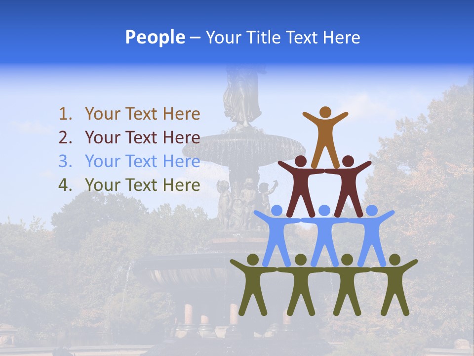 A Fountain With An Angel Statue On Top Of It PowerPoint Template