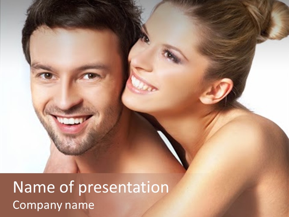 A Man And Woman Are Smiling For The Camera PowerPoint Template