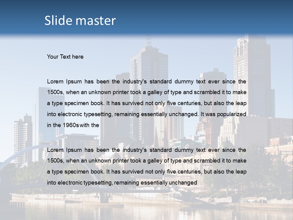 A City Skyline With A Bridge In The Foreground PowerPoint Template